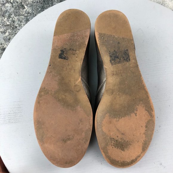 1.State Women's Size 8M Celvin Pewter Leather Open Toe Cutout Slip On Flats - Picture 8 of 11